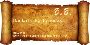 Bartalszky Benedek névjegykártya